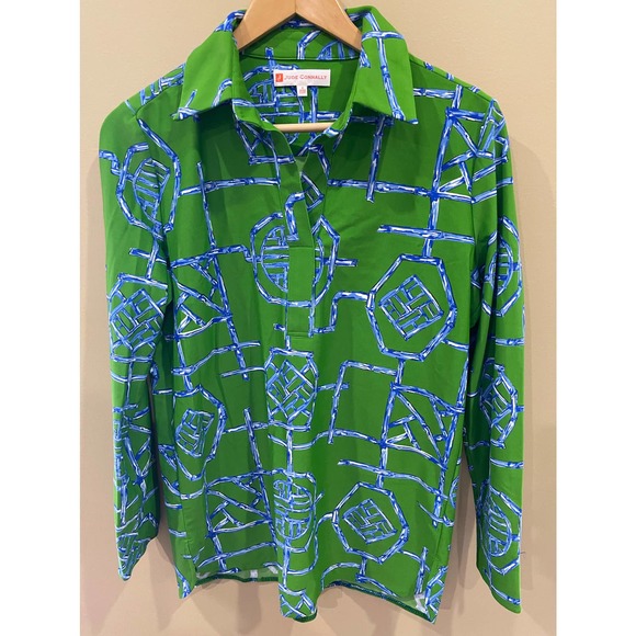 JUDE CONNALLY HADLEY TOP JUDE CLOTH BAMBOO LATTICE GRASS GREEN - Picture 3 of 6